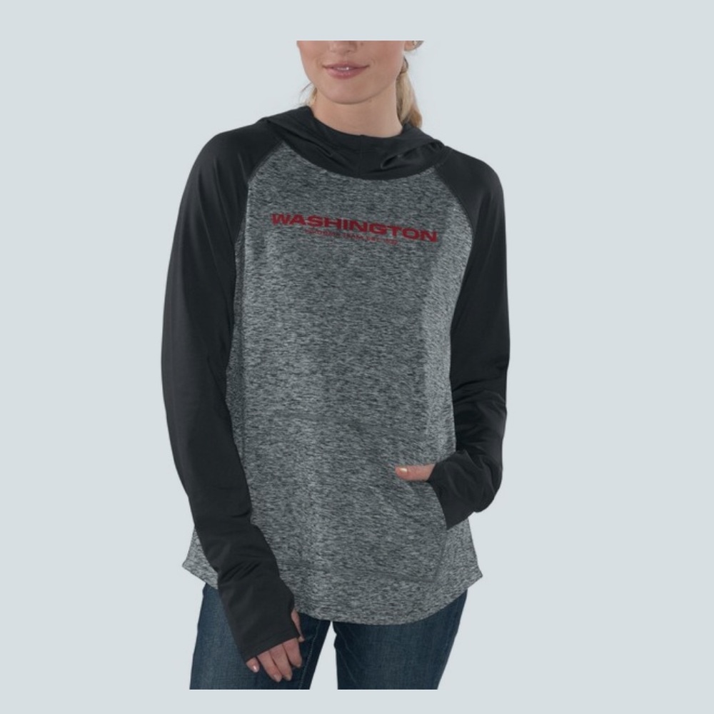 Women's Washington Football Team Heather Gray/Black Champ Ring Pullover Hoodie